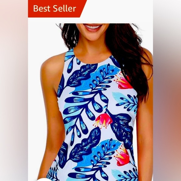 New FullCoverage Ruffle Hawaiian floral 
Bathing suit & matching Tankini SwimTop - Picture 3 of 12